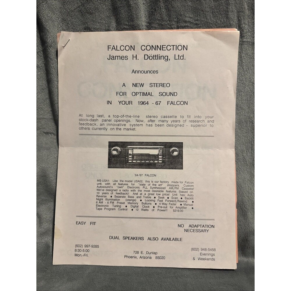 Vintage Falcon Connection James H Dottling Ltd 1964-67 Parts Catalog